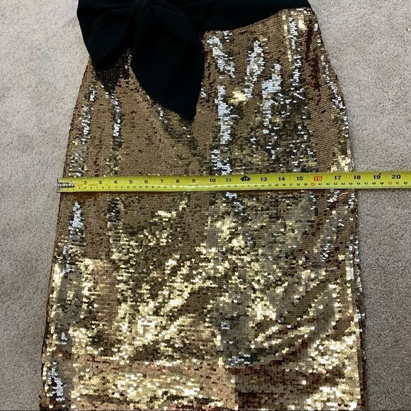 IMNYC Isaac Mizrahi Gold sequin bow skirt Sz XS - Picture 8 of 9